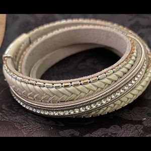 Silver and rhinestone wrap bracelet